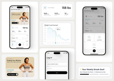 Weight loss app | UI/UX | Healthcare & Wellness android app clean graphic design health tracker healthcare tech ios app light ui medical app ui medication logging mobile app mobile app design ui uiux ux ux case study weight loss app wellness dashboard wellness tech