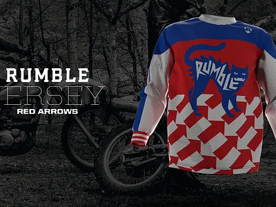 Rumble Red Arrows Jersey 2025 branding clothing graphic design illustration mtx subalpin vector