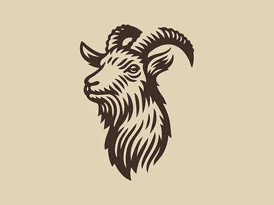 A strange goat logo animal brand branding engraving for sale goat illustration logo mark nagual design retro
