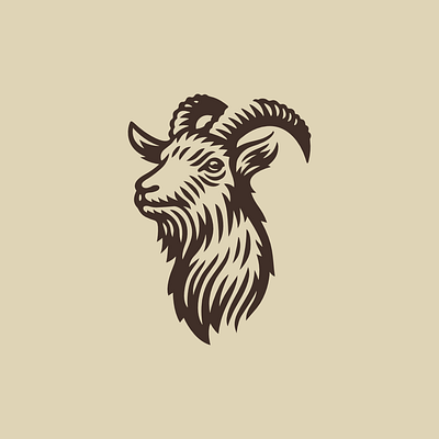 A strange goat logo animal brand branding engraving for sale goat illustration logo mark nagual design retro