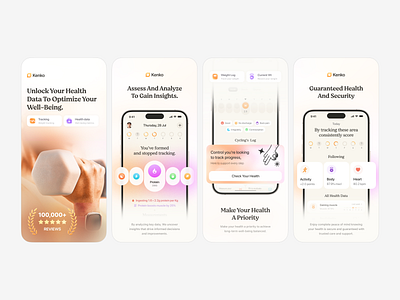 Premium App Store Screenshots | Kenko Fitness & Well-Being App androiddesign appdesign appmarketing appstore availableforwork fitnessapp healthapp iosdesign mobiledesign mobileui playstore screenshots uidesign uiux