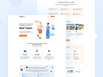 Website for hiring platform AxisU branding design figma hiring platform hr illustration minimal ui ux