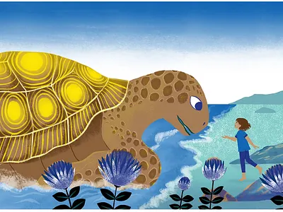 Clémence Pollet animals children children books clémence pollet conceptual illustration editorial illustration illustration illustration zone illustrationart illustrationartist illustrationzone illustrator painting sea life traditional art turtle turtoise