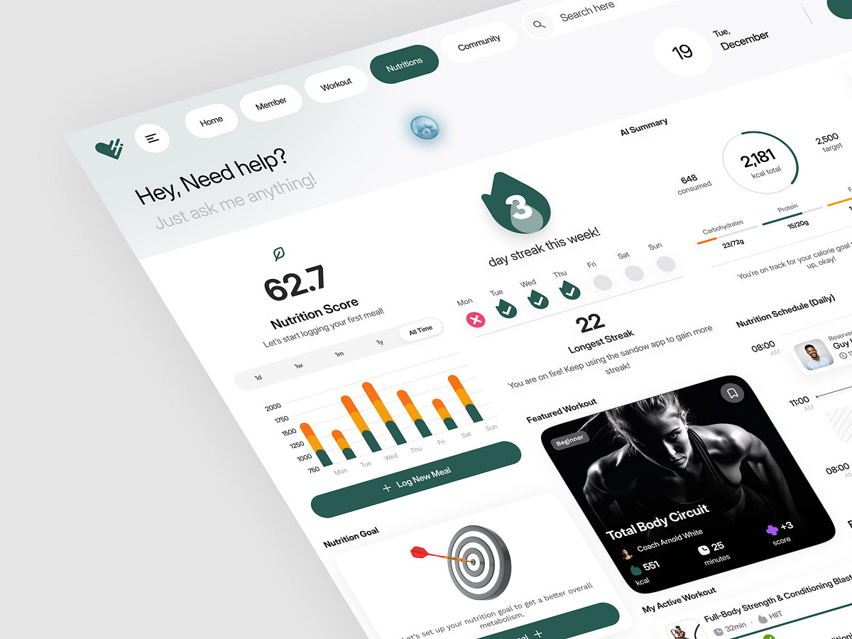Fitness Nutrition Web App | Nutrition Flow UI Image 3