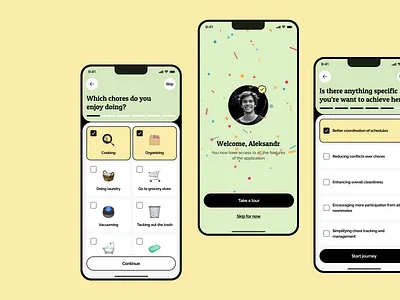 Onboarding – Chore Management App app clean design illustration inspiration management minimal mobile onboarding product product design tracking typography ui ux web