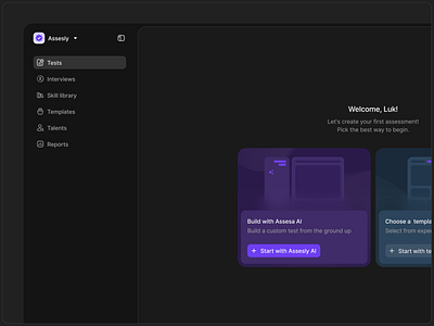 Assessment tests 🌚 assessment b2b b2c clean create dark mode dashboard minimal product design saas sidebar test web app