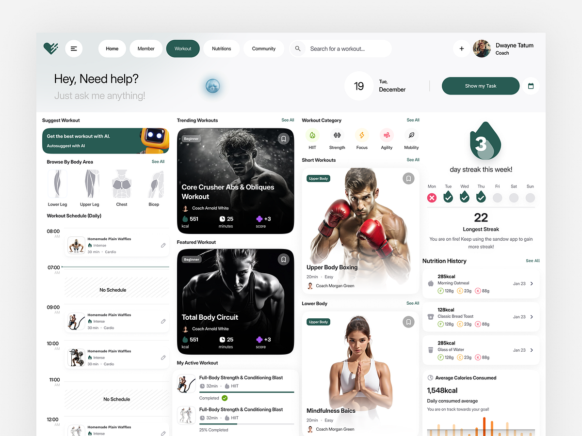 Fitness Nutrition Web App | Nutrition Flow UI Image 4