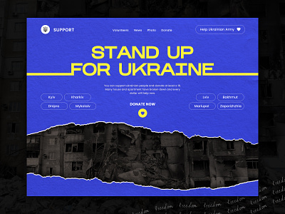 Fundraising for Ukraine concept design donation fundraising landing ui ukraine ux volunteers war web design webdesign website