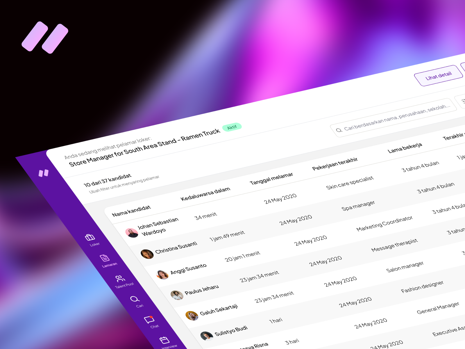Recruitment Dashboard clean dashboard design minimal ui web