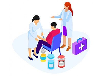 Doctor and Patient Isometric Illustration cartooning clinic design doctor free download free illustration free vector freebie illustration illustrator patient sick vector vector design vector download vector illustration