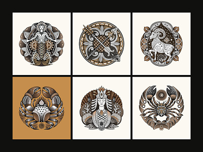 Zodiac Signs Illustration Set art digital art flat