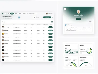 Fitness Member Management Dashboard artifical intelegence dashboard datavisualization fitness fitness dashboard fitness dashboard ui fitness web app healthcare interface design management dashboard nutrition nutrition dashboard product design saas dashboard ui ux design web design web ui website website design