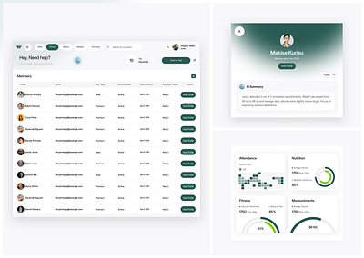 Fitness Member Management Dashboard artifical intelegence dashboard datavisualization fitness fitness dashboard fitness dashboard ui fitness web app healthcare interface design management dashboard nutrition nutrition dashboard product design saas dashboard ui ux design web design web ui website website design