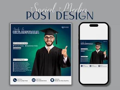 Study Abroad Social Media Post Design advertising branding facebook post graphic design instagram post social media post study abroad study consultancy