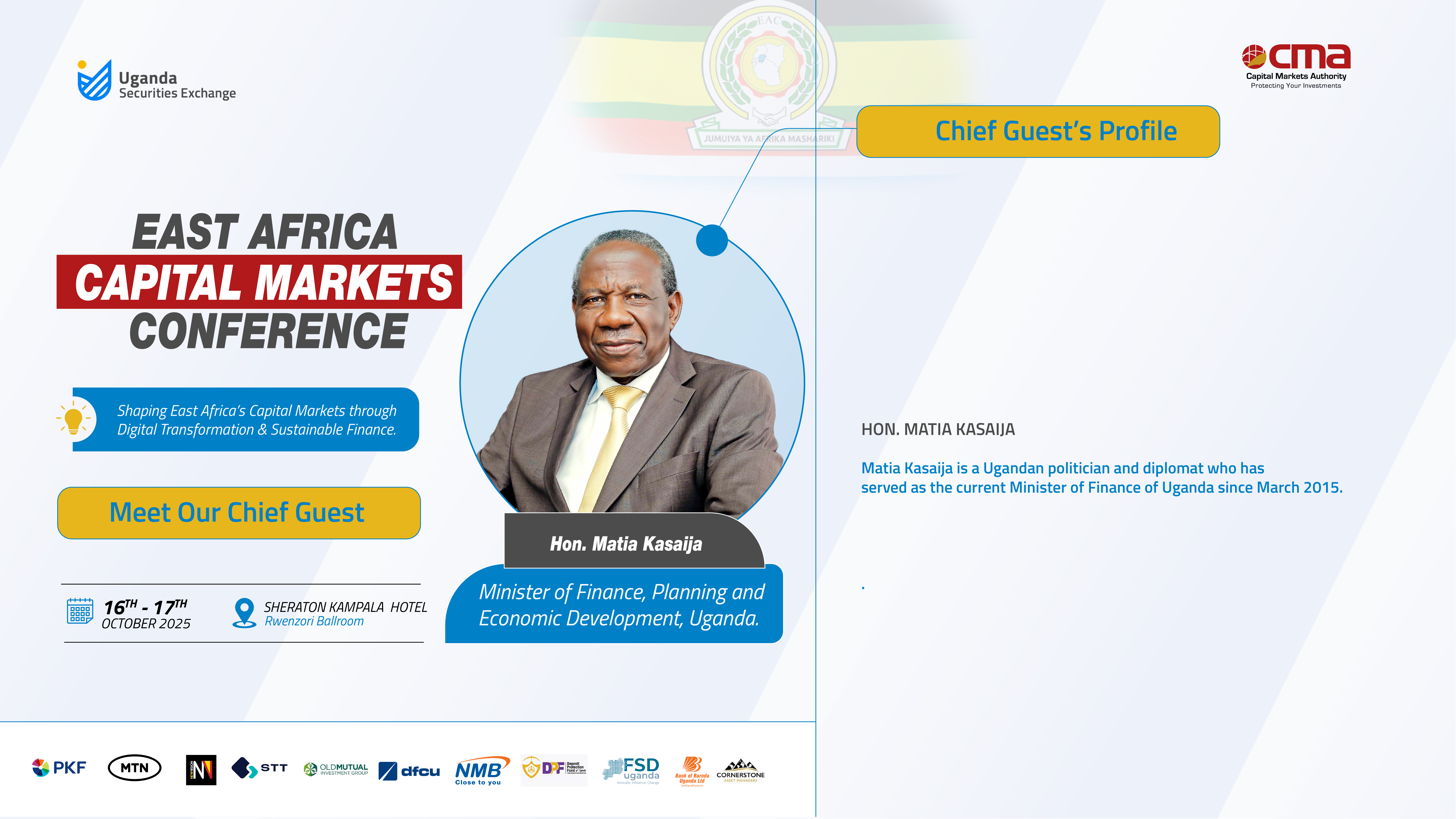 East Africa Capital Markets Conference Speaker profile samples. flyerdesign graphic design typography