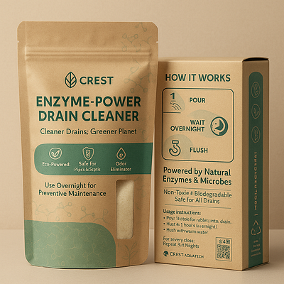 Packaging Design- Sustainable Enzyme Drain Cleaner branding graphic design illustration logo packaging typography