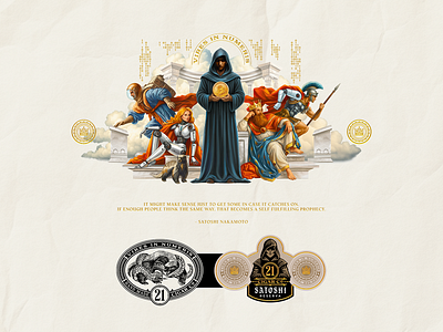 21 Cigar Co. - Satoshi Reserva arwork bitcoin branding cigar design digital art epic fantasy illustration king logo packaging satoshi srypto vintage