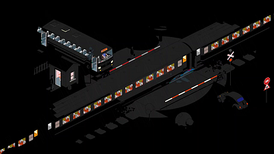 long train running 80s animate cc animation flash illustration isometric ligthning loop night old rain thunder train