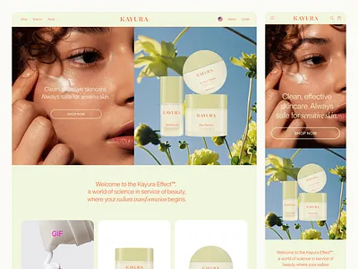Kayura - Homepage UI/UX Design aboxagency beauty beauty center e commerce graphic design hero section homepagedesign kayura landing page minimal shopify skincare ui uiuxdesign ux web development webdesign webdevelopment website