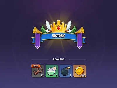 GUI Pro Fantasy Hero Result game asset game ui game.dev gui gui pro fantasy hero layerlab play result store victory win