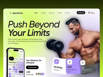 Fitness web ui design clean ui exersise fitness fitness ui fitness website gym health minimal design responsive design sport ui ui designer ux web web design web ui website website design work out workout