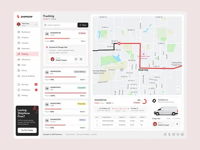 ShipNow Tracking Page - Shipping Management Dashboard dashboard desktop design digital design figma logistics management mobile ui responsive shipping tracking ui design ui inspiration ui showcase ui trends uiux ux design web app