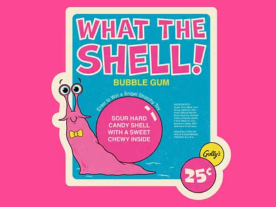 Vintage Gum Label Illustration bubble gum cartoon character design design digital illustration doodle drawing food design fun graphic design halftone illustration mascot mascot design nostalgic snail typography vector vector illustartion vintage
