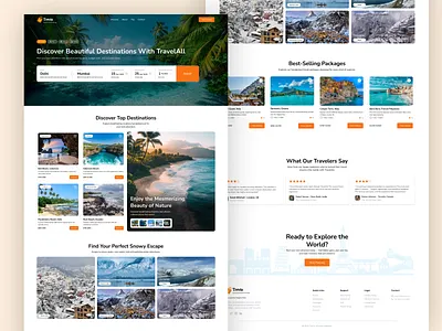 TravelAll – Travel Landing Page UI Exploration branding creativedesign interface landing page logo minimaldesign travel travel website travelapp ui ui design uiux user interface ux uxui web app web design website website design