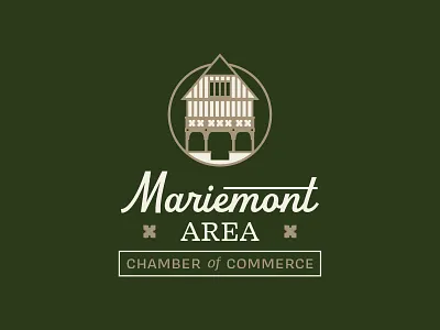Mariemont Area Chamber of Commerce Logo architecture branding building graphic green logo logo mark structure tudor tudor style