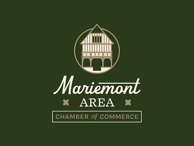 Mariemont Area Chamber of Commerce Logo architecture branding building graphic green logo logo mark structure tudor tudor style