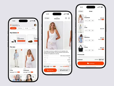 Fashion E-Commerce App — Clean & Modern UI appconcept cartdesign cleanui dribbbleui ecommerceapp fashionapp figmadesign interface iosdesign minimaldesign mobileui modernui onlinestore productdesign productpage shoppingapp uikit uiuxdesign uxdesign visualdesign