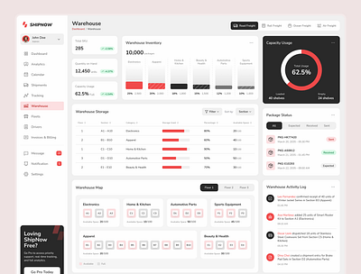 ShipNow Warehouse Page – Shipping Management Dashboard design figma figma template inventory logistics management responsive shipping supplychain ui ui design ui inspiration ui showcase ui trends warehouse warehouse life web app