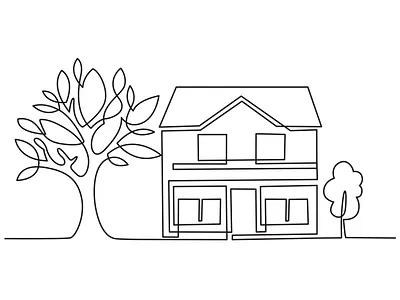 One line art house abstract line continuous line art fine line line art one line art scratch single line art victor line art