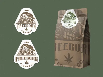 Freeborne Flower Co. cannabis hipie marihuana plant smoke train vintage weed western