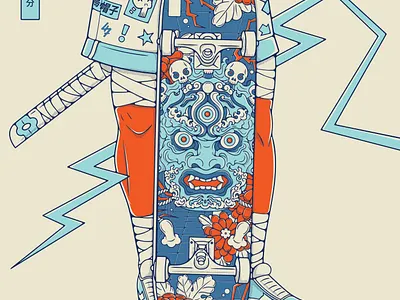 Tibet Urban Tribes china conceptual art deck editorial illustration graphic design illustration japan art japanese japanese style skateboarding skaters skating tibet tribal tribal mask vector art vector illustration vector mask
