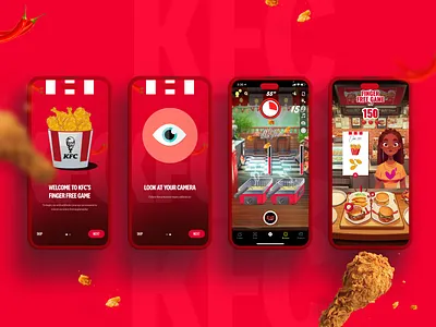 KFC — Finger Free Game clean design game game design game ui kfc kfc design kfc game minimal mobile design ui ui design uiux