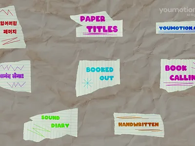 Paper Titles - Handcrafted Motion Design Pack aesthetic animation colorful creative design handmade handwritten minimal motion motiondesign notebook organic paper playful retro texture titles torn typography vintage