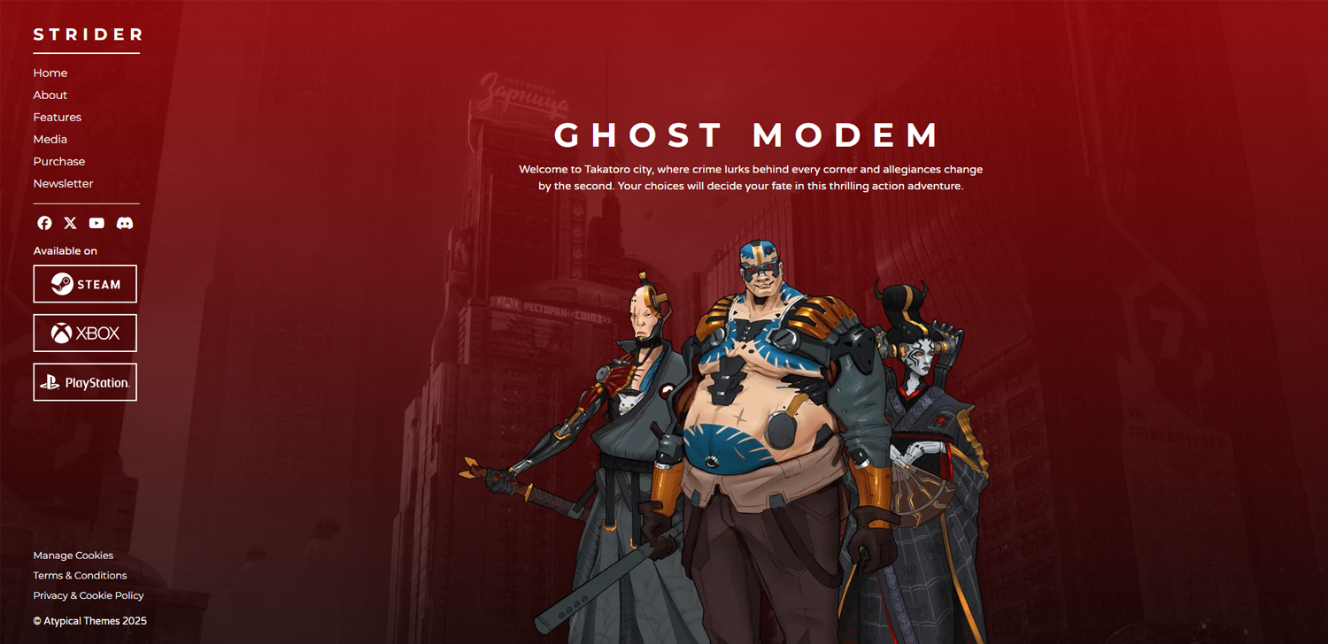 STRIDER - Game Studio Template design game games site template ui web webdesign