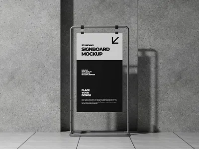 Standing Signboard Mock-up 3d advertising board branding branding mockup design graphic design illustration logo mockup mrfauzi product display realistic mockup signage signboard social media post template ui