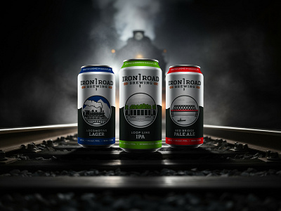 Iron Road Brewing beer branding brewery can cpg craft beer identity label locomotive packaging smoke spike train