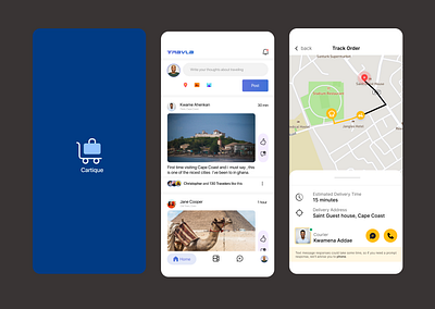 Travla – Social Travel & Delivery Experience App. app concept clean ui delivery app design inspiration graphic design interaction design map tracking minimal design mobile ui mobileapp modern app product design social app social feed travel app ui ui design user experience user interface ux