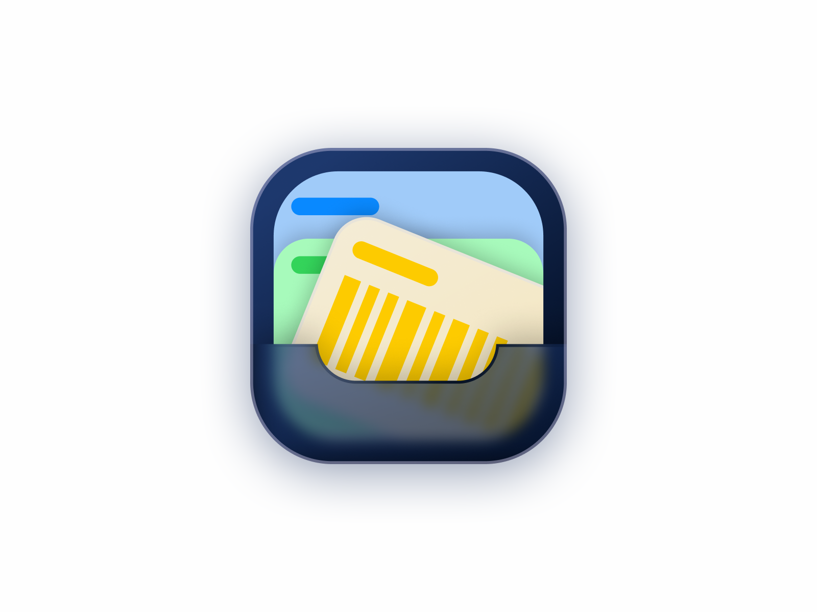Klaro - App Icon 3d app icon bar code blur card icon minimalist mobile app primary travel ui wallet