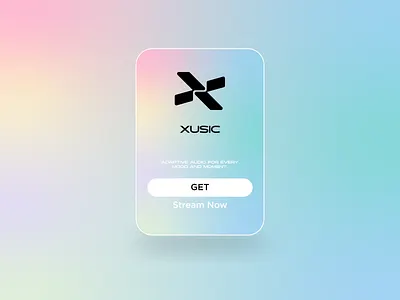 “XUSIC – Adaptive Audio UI Card in Glassmorphic Style” audio ux brand branding design glassmorphism graphic design illustration logo logo design minimal modern ui