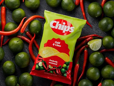 Render Design for Chips 3d chips fmcg graphic design illustration render social media post ui ux