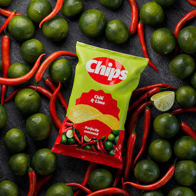 Render Design for Chips 3d chips fmcg graphic design illustration render social media post ui ux