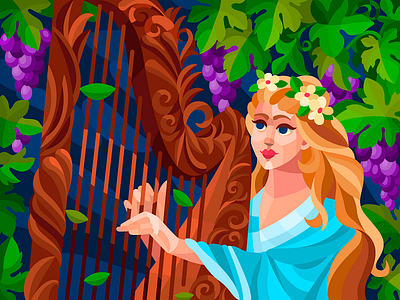 Harpist girl black branding design graphic design illustration logo t shirt t shirt design ui vector