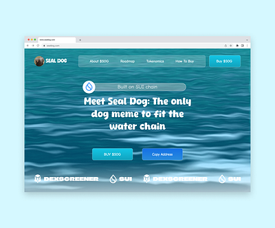 SealDog Website Design cryptocurrency design figma landing page memecoin product design ui ui design uiux web3