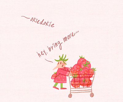 hey, bring more,,, art artwork cart childrensillustration costume design fruit halloween handwritten illust illustration ipad kidlitillustration peachtober25 photoshop shop strawberry tweetyheather vegetable