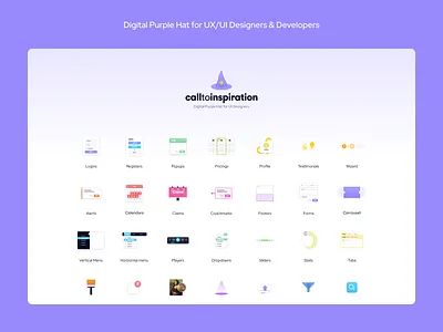 Call to Inspiration alert calendar calltoinspiration cards carousel coachmark cti details dev filters footer front header lists login modal popup sidebar ui