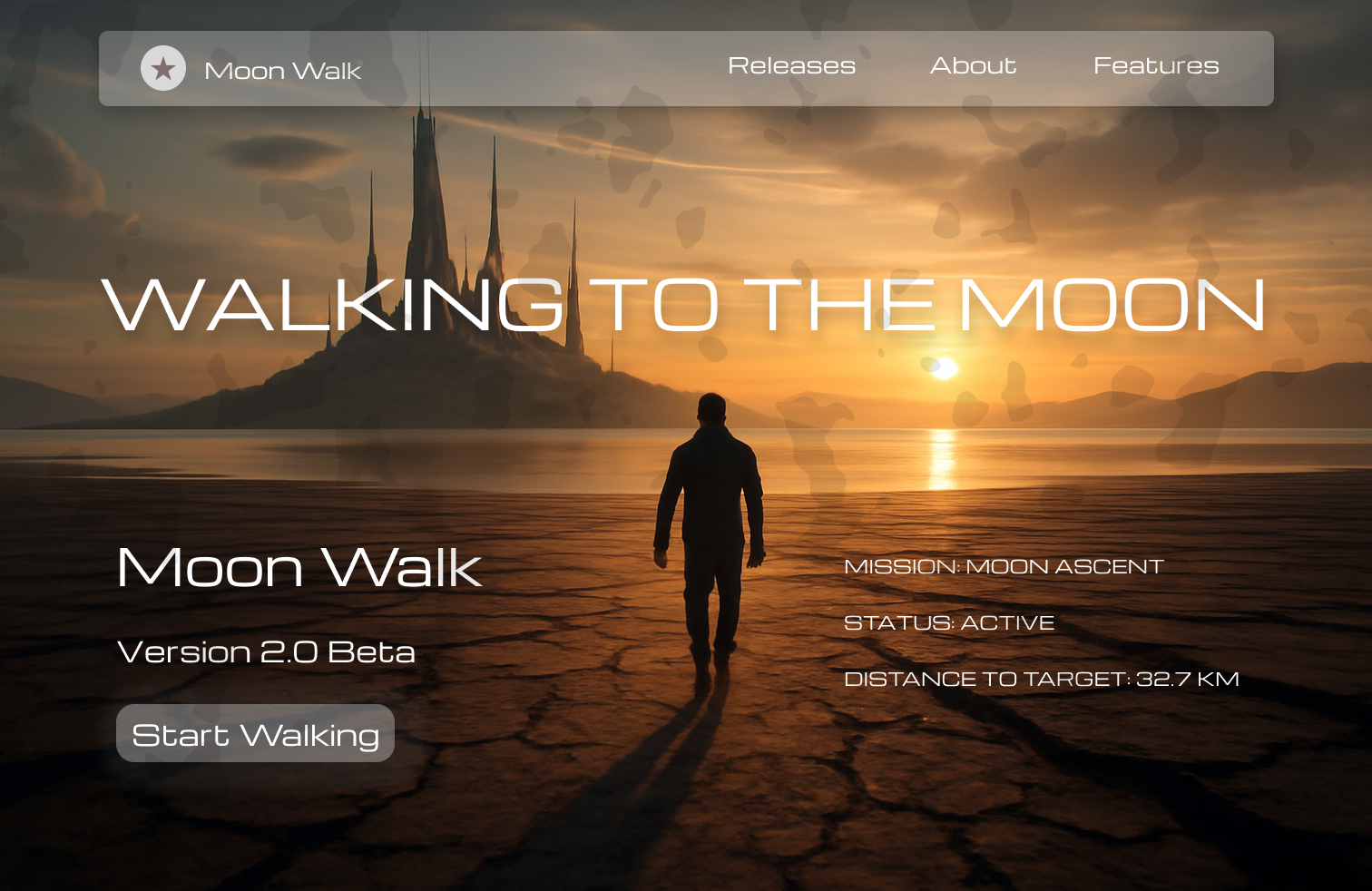 Moon Walk Future Game — Futuristic Website Hero Section graphic design hero section ui web design website hero section